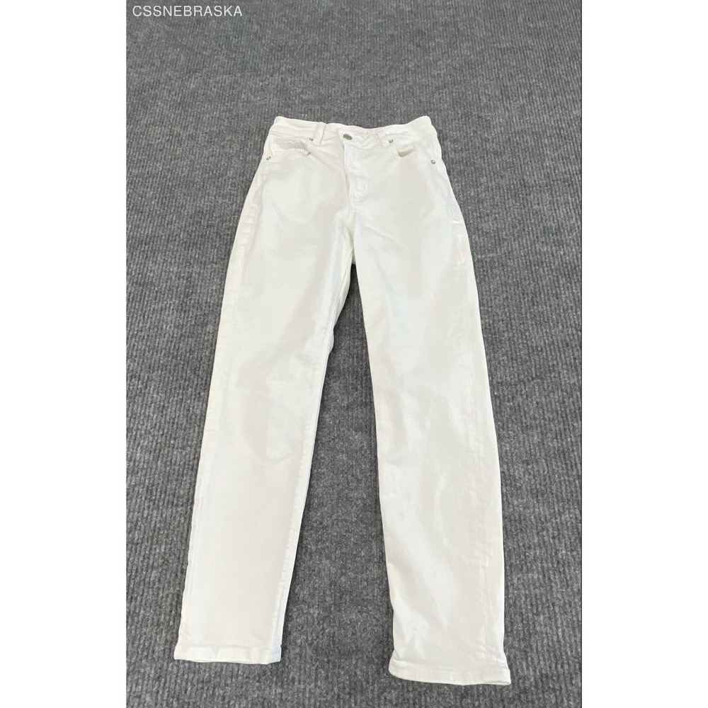 American Eagle Women's Mom Jeans White High‎ Rise Stretch Denim Sz 0 Short